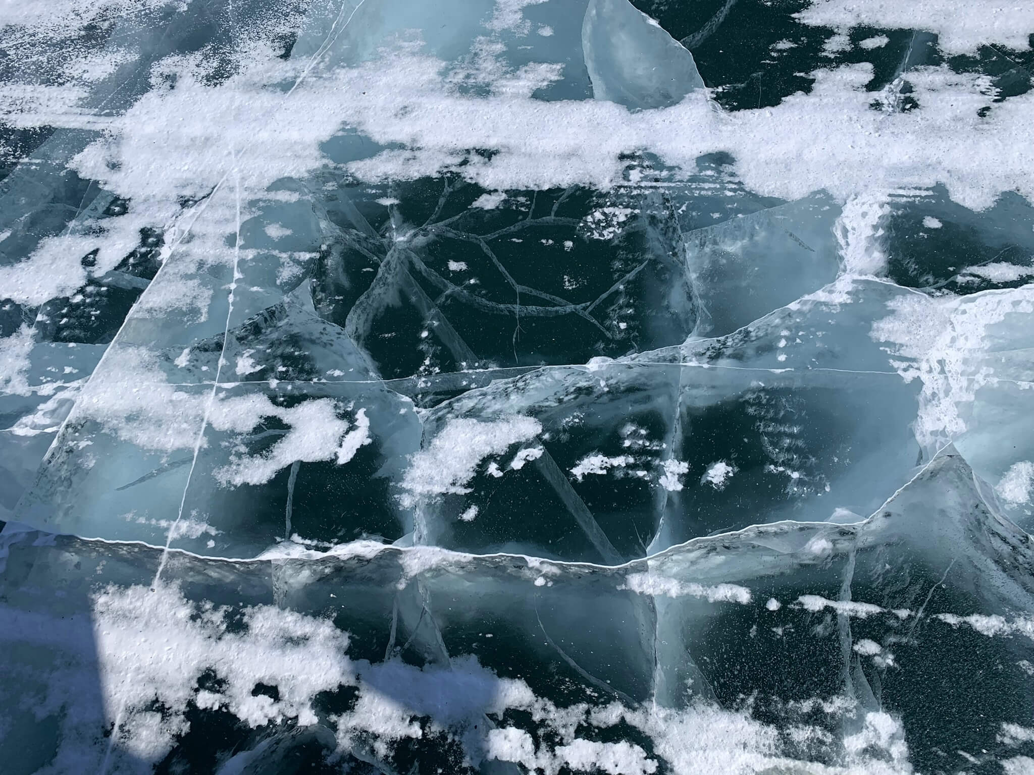 Hard to tell but the ice is 5 feet thick.